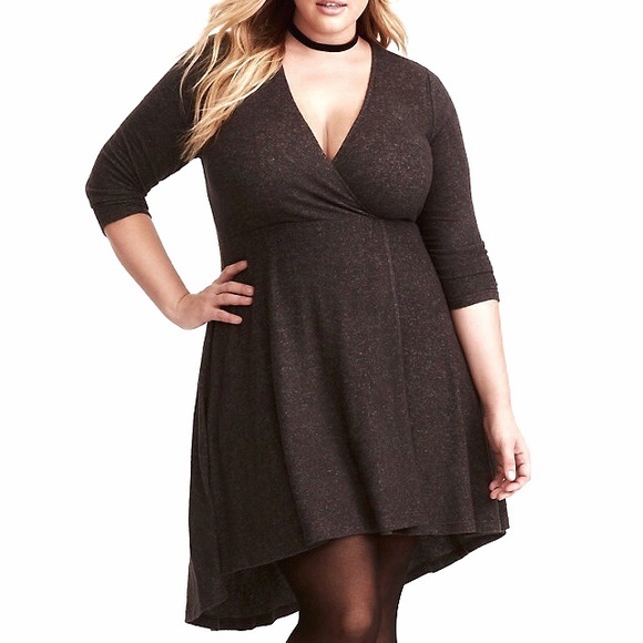 torrid Dresses & Skirts - Torrid Women Gray Knit Faux Wrap Dress Plus Size 1